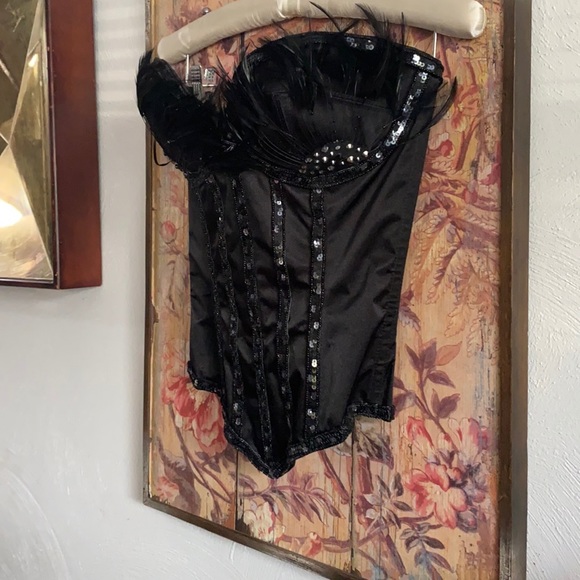 NWOT TRASHY LINGERIE LA BLACK SWAN BIRD FEATH BLACK CORSET COSPLAY 32D BODYCON - Picture 16 of 16